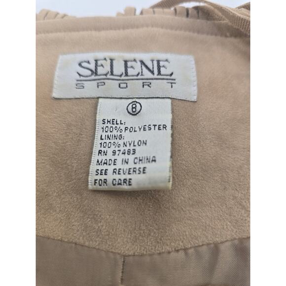 Selene Sport Fringe Jacket Faux Suede Tan Size 8 Western Boho Style - Picture 3 of 3